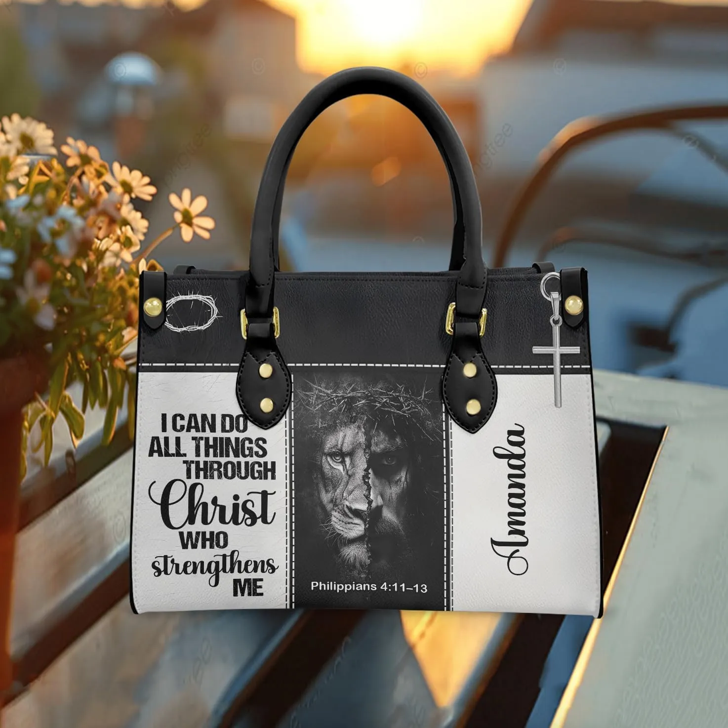 Christian Personalized Leather Handbag – Custom Name Women's Bag, Mother's Day, Birthday, Christmas Gift