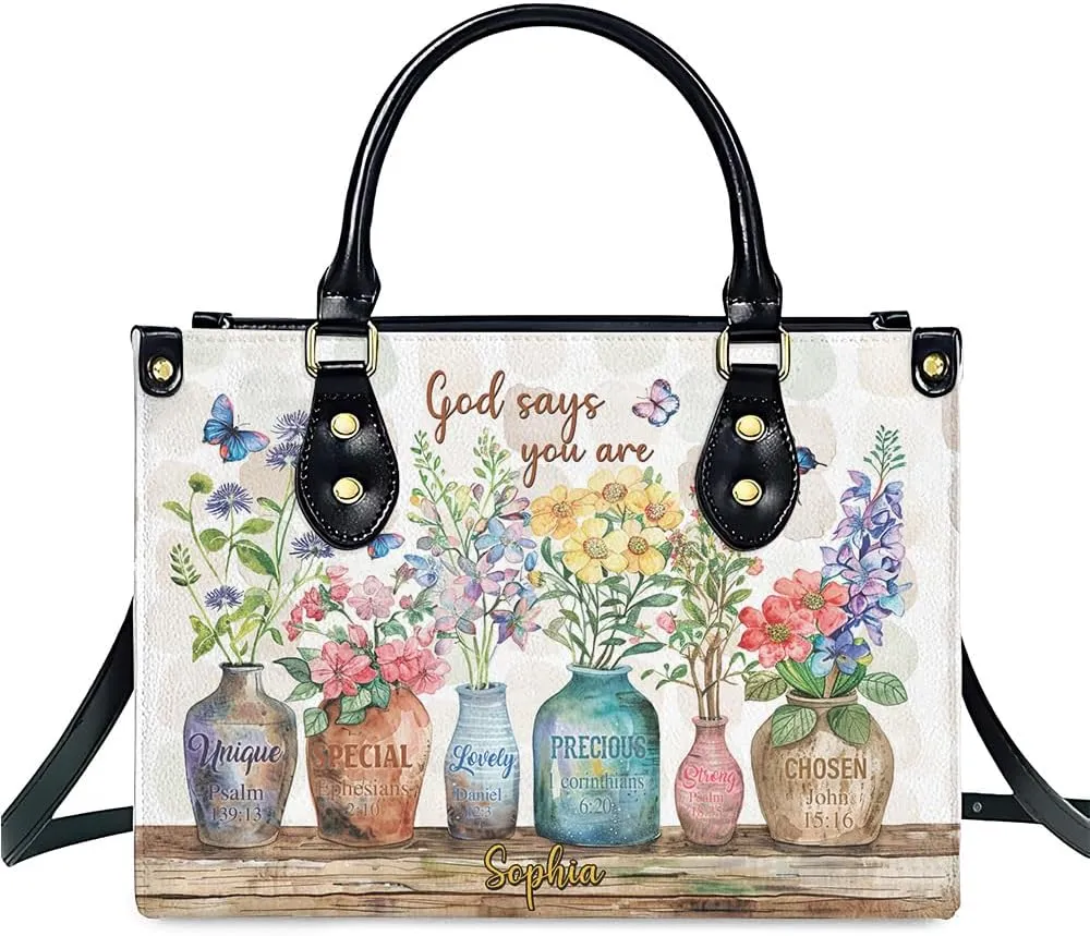 Christian Personalized Leather Handbag – Custom Name Women's Bag, Mother's Day, Birthday, Christmas Gift