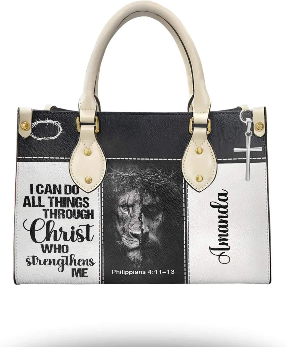Christian Personalized Leather Handbag – Custom Name Women's Bag, Mother's Day, Birthday, Christmas Gift