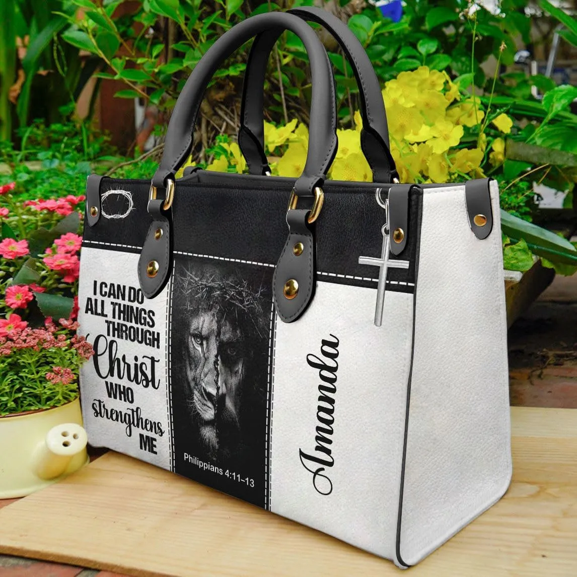Christian Personalized Leather Handbag – Custom Name Women's Bag, Mother's Day, Birthday, Christmas Gift