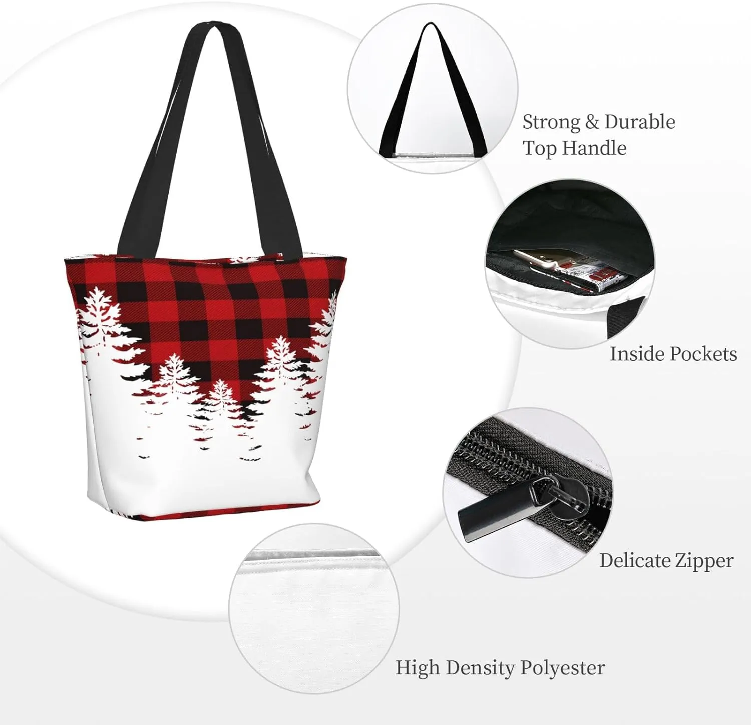 Christmas Bears Deers Hunting Tote Bag Women Reusable Shopping Bags Shoulder Bag Portable Storage HandBags