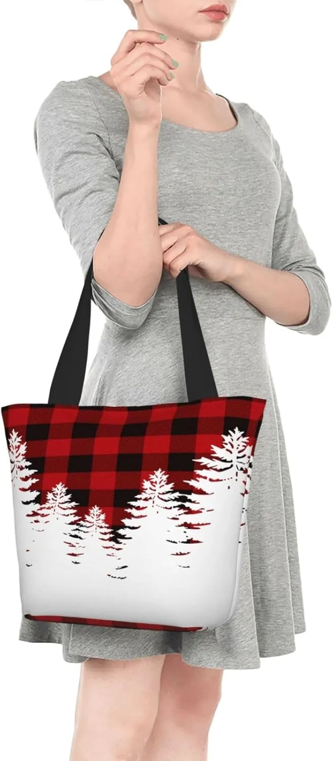 Christmas Bears Deers Hunting Tote Bag Women Reusable Shopping Bags Shoulder Bag Portable Storage HandBags