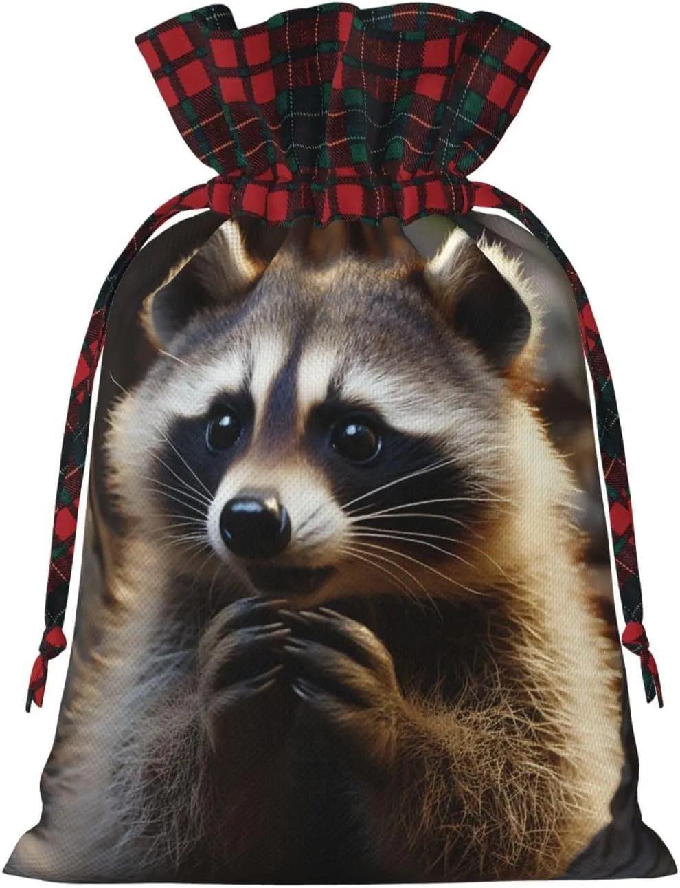 Christmas Gift Bag with Drawstring Christmas Wrapping Bags Cute Raccoon Drawstring Gift Bag for Xmas Burlap Gift Bags Halloween Candy Bags Reusable Xmas Present Bags for Party Decorations Medium