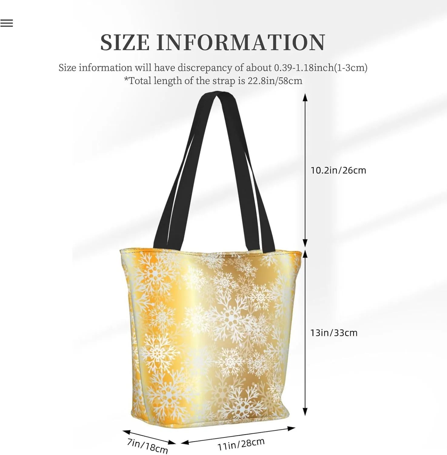 Christmas Golden Snowflakes Stars Tote Bag Women Reusable Shopping Bags Shoulder Bag Portable Storage HandBags