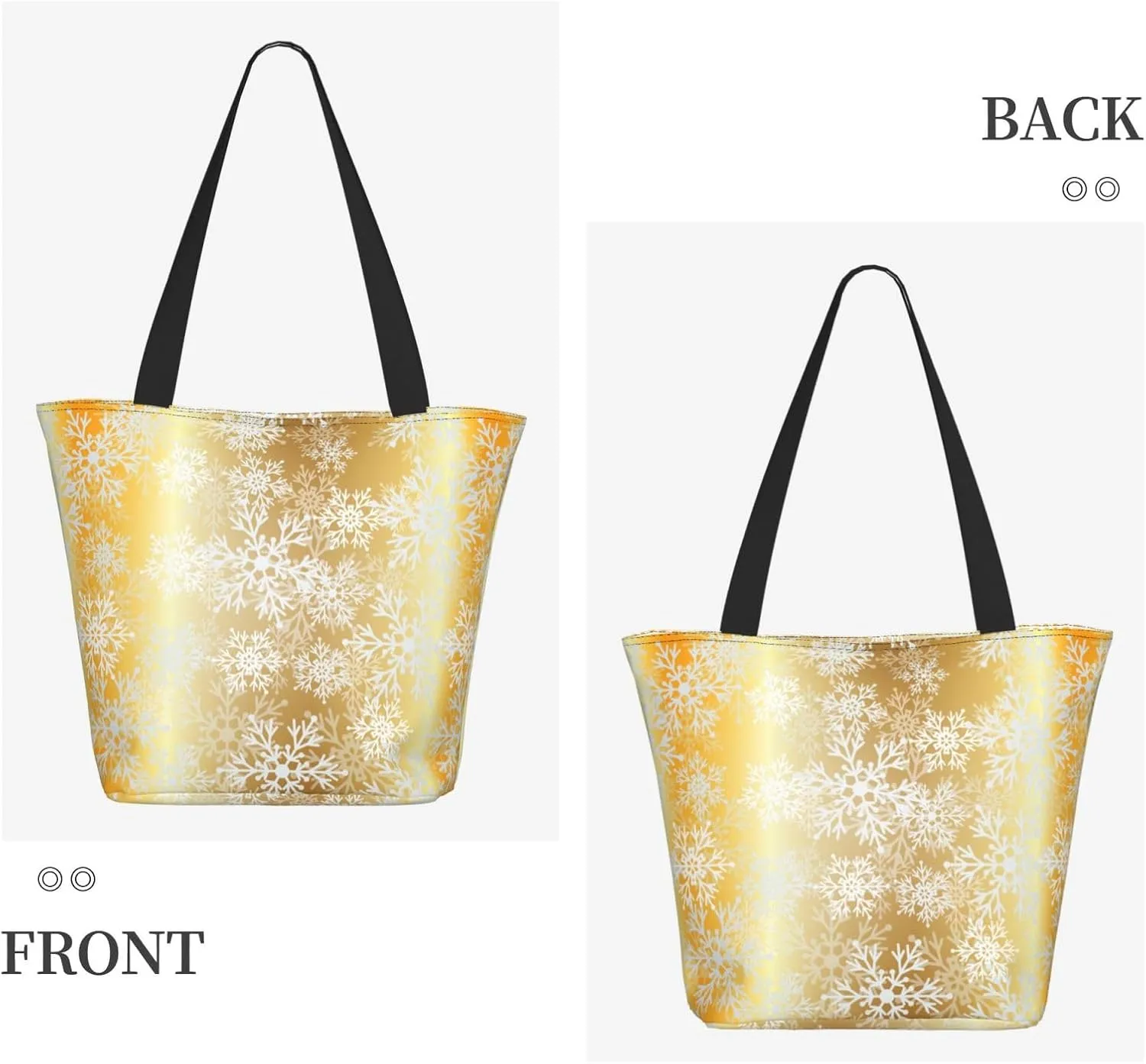 Christmas Golden Snowflakes Stars Tote Bag Women Reusable Shopping Bags Shoulder Bag Portable Storage HandBags