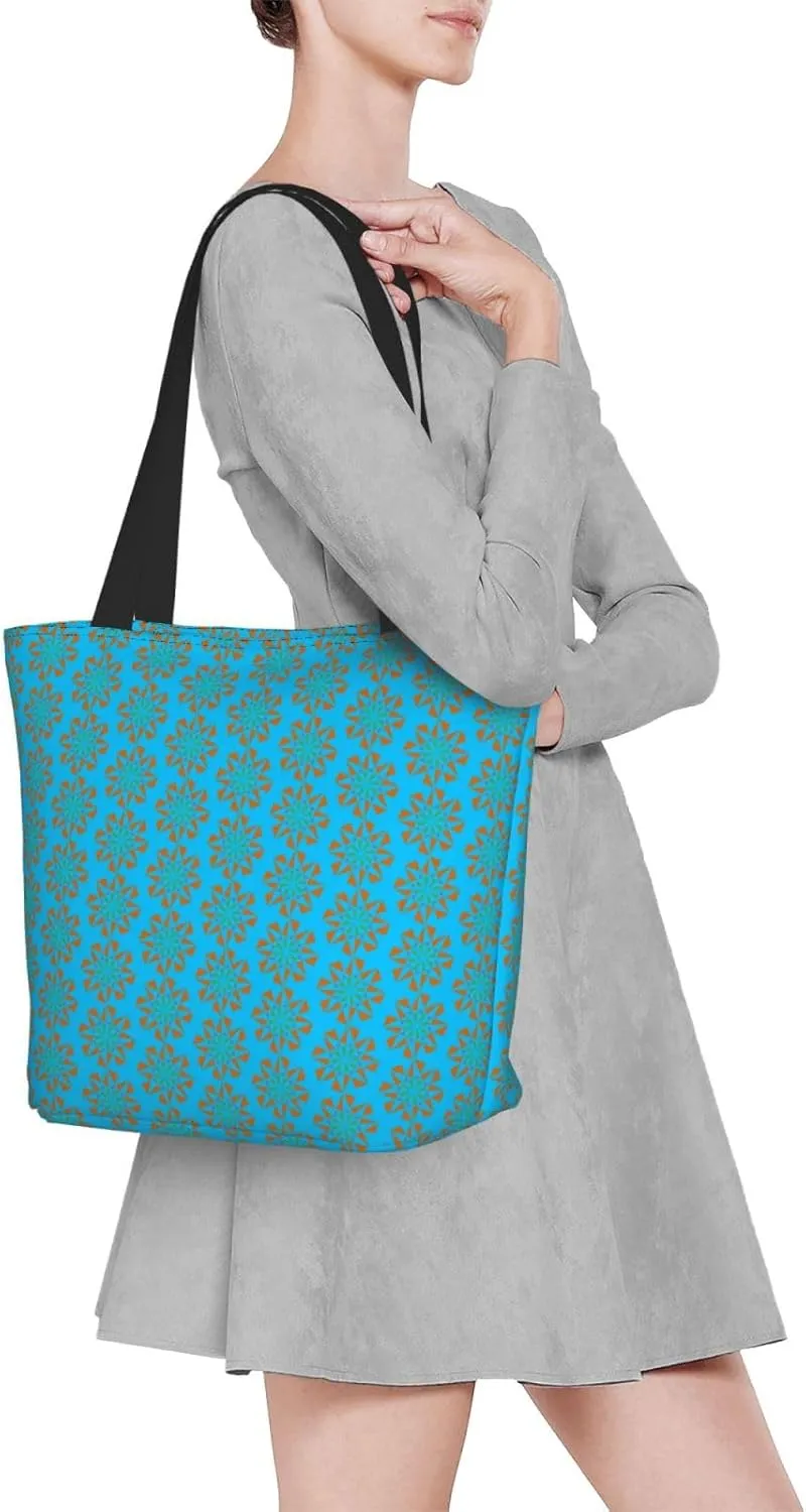 Christmas Golden Snowflakes Stars Tote Bag Women Reusable Shopping Bags Shoulder Bag Portable Storage HandBags