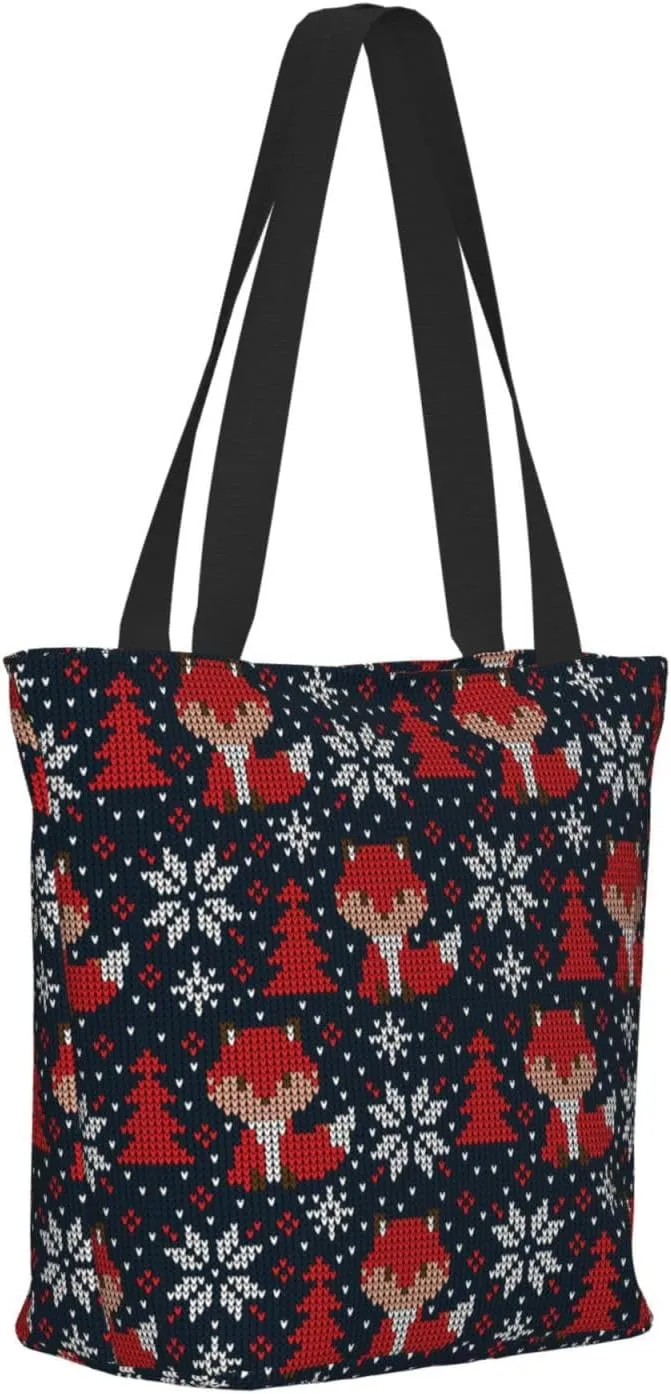 Christmas Snowflakes Blue Tote Bag Women Reusable Shopping Bags Shoulder Bag Portable Storage HandBags