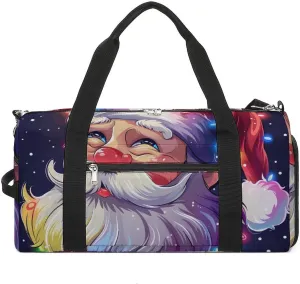 Christmas Sparkly Glitter Santa Gym Bag for Women Men Lightweight Duffel Bag Travel Tote Bag Sports Bag with Shoulder Strap