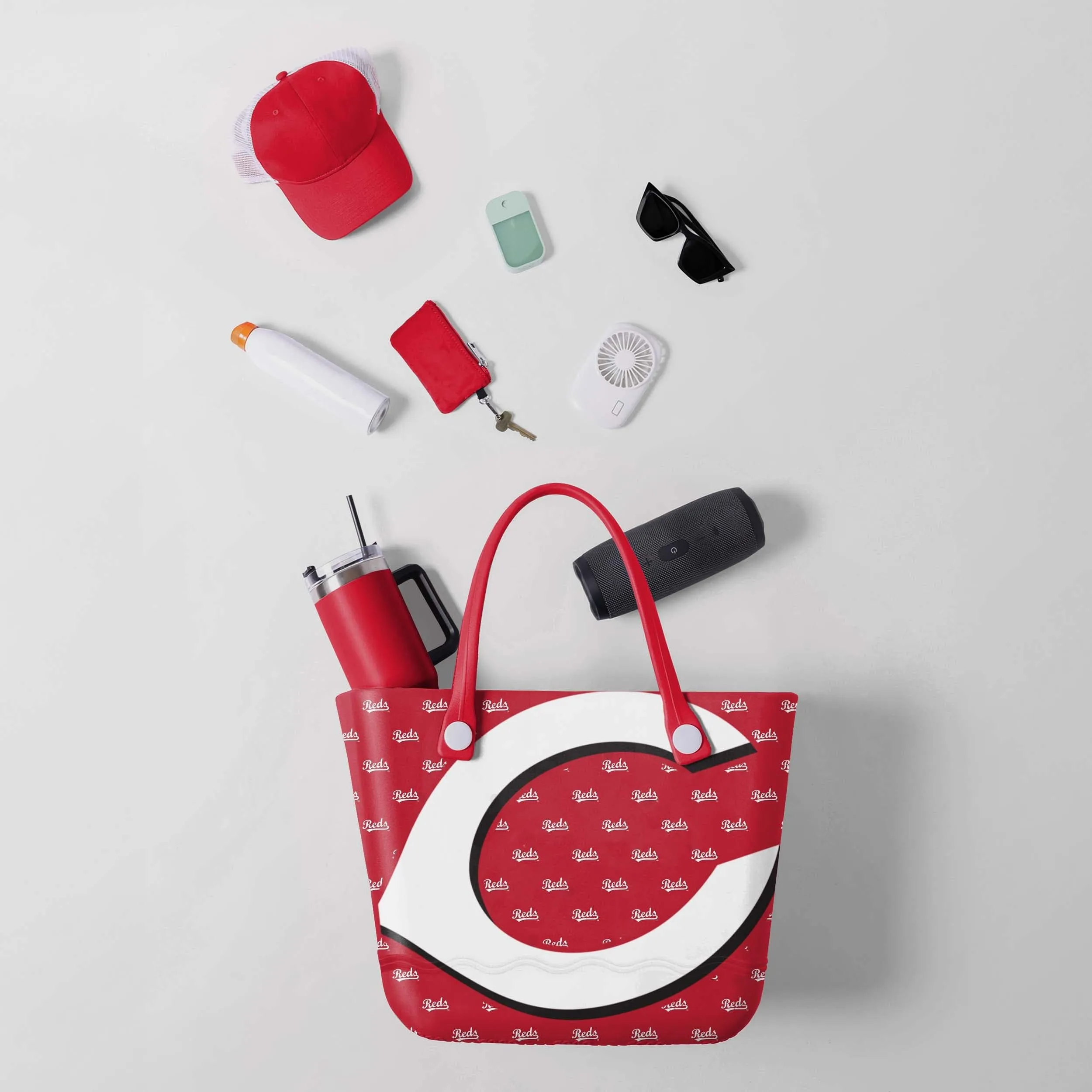 Cincinnati Reds Big Logo Mini Print Tailgate Tote Bag