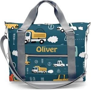 City Car Bus Personalized Gym Dance Bag for Girls Boys,Custom Name Sport Duffel Bag Weekender Bags Carry On Travel Duffel Bag