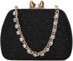 Classic Shinny Evening Bag for Women Crystal Diamond Removable Chain Clutch Purse Handbag for Festival Celebration
