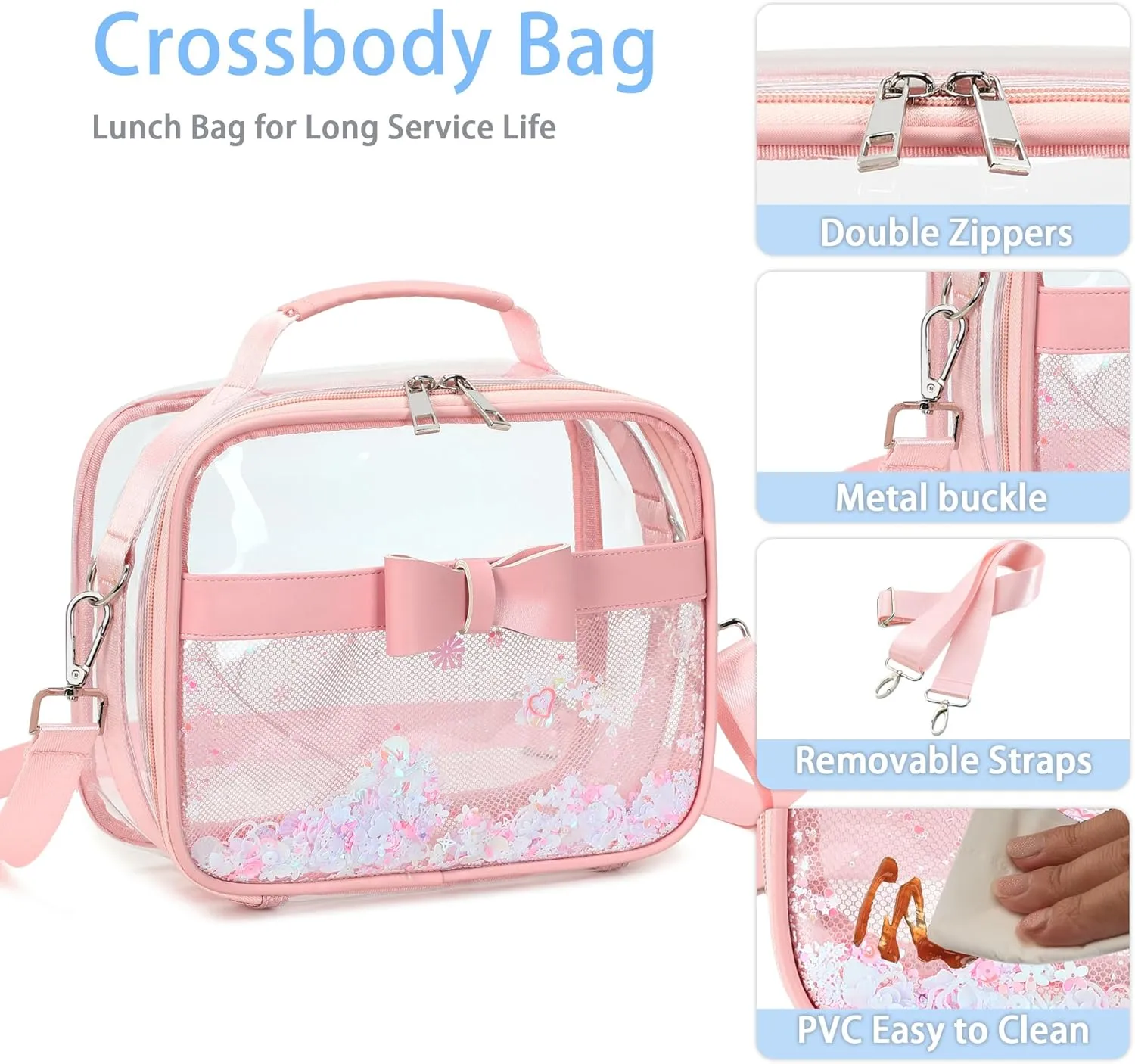 Clear Purses for Women Stadium Approved Clear Bags Small Crossbody Bag Handbags Transparent Tote Bag Wallet Pouch