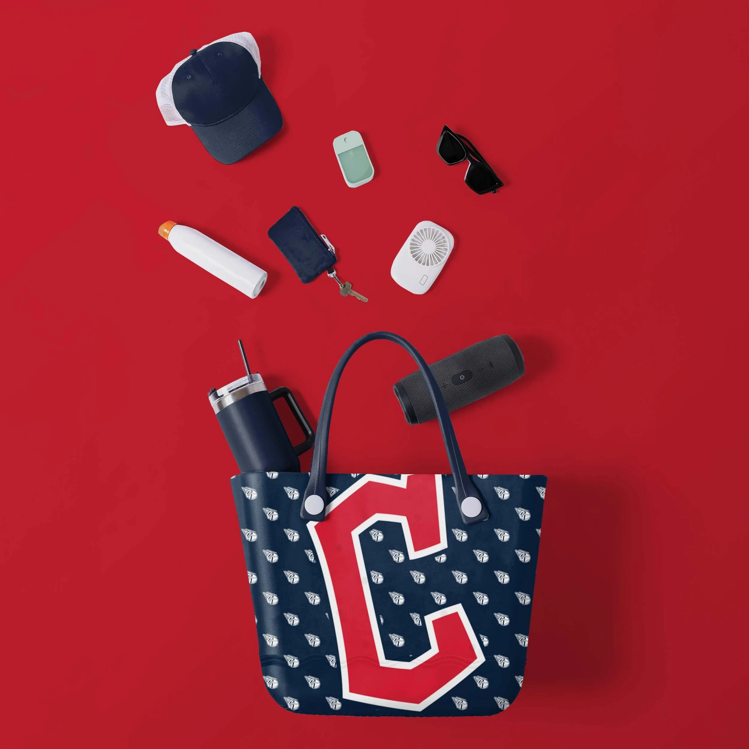 Cleveland Guardians Big Logo Mini Print Tailgate Tote Bag