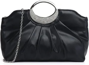 Clutch Purses for Women Elegant Pleated Evening Bag Fashion PU Leather Purse for Prom Cocktail Wedding