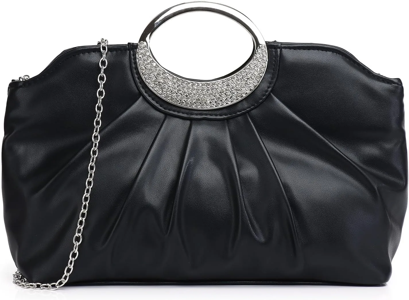 Clutch Purses for Women Elegant Pleated Evening Bag Fashion PU Leather Purse for Prom Cocktail Wedding