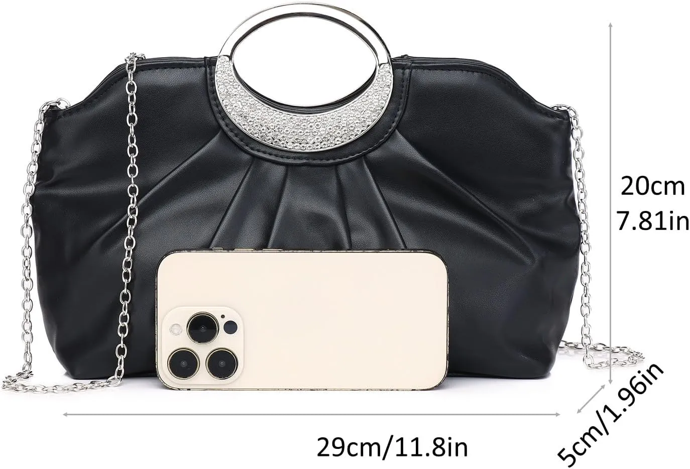 Clutch Purses for Women Elegant Pleated Evening Bag Fashion PU Leather Purse for Prom Cocktail Wedding
