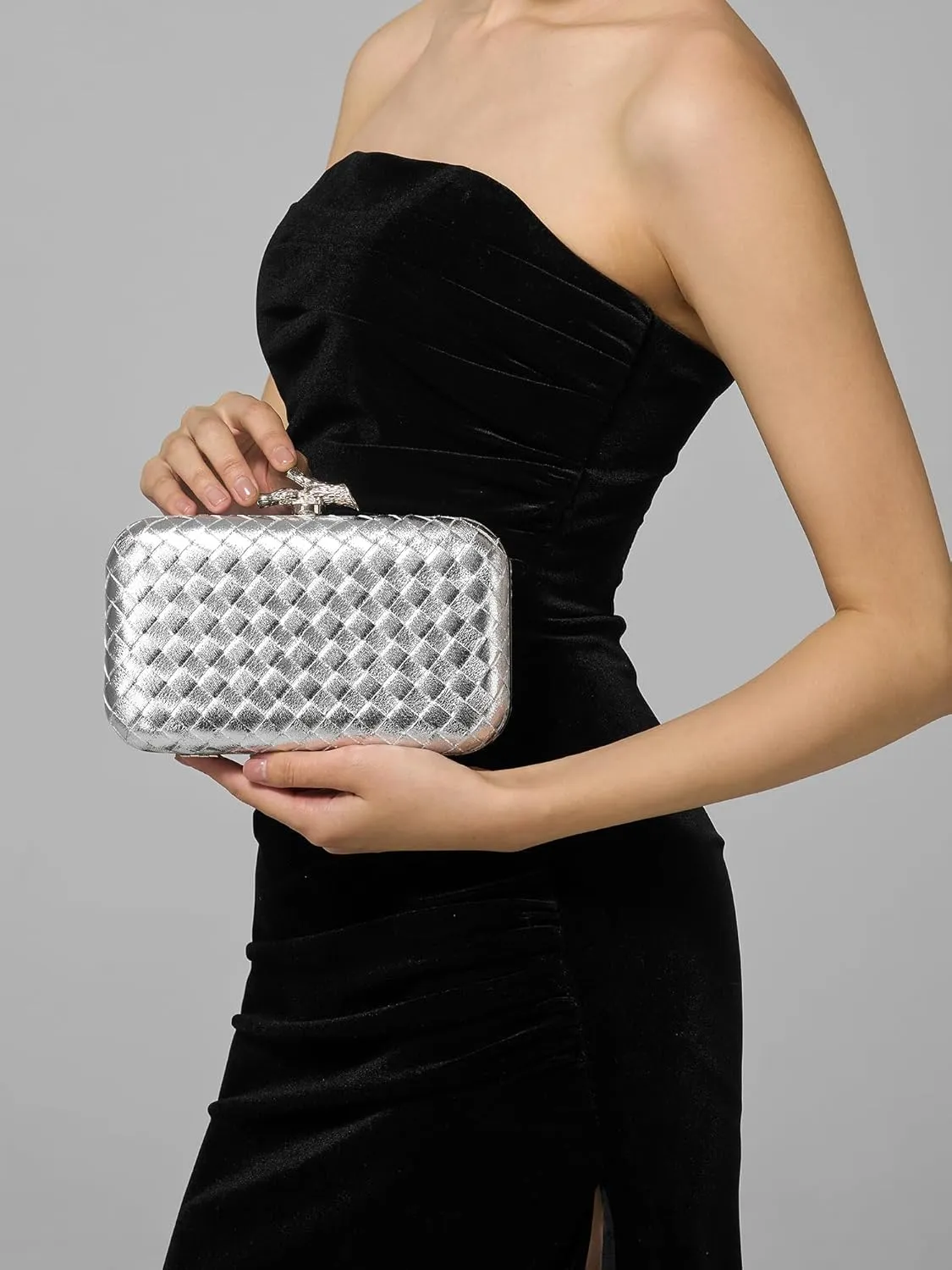Clutch Purses for Women Evening/Wedding Chic Woven Bag Formal PU Leather Purse Designer Handbags for Women
