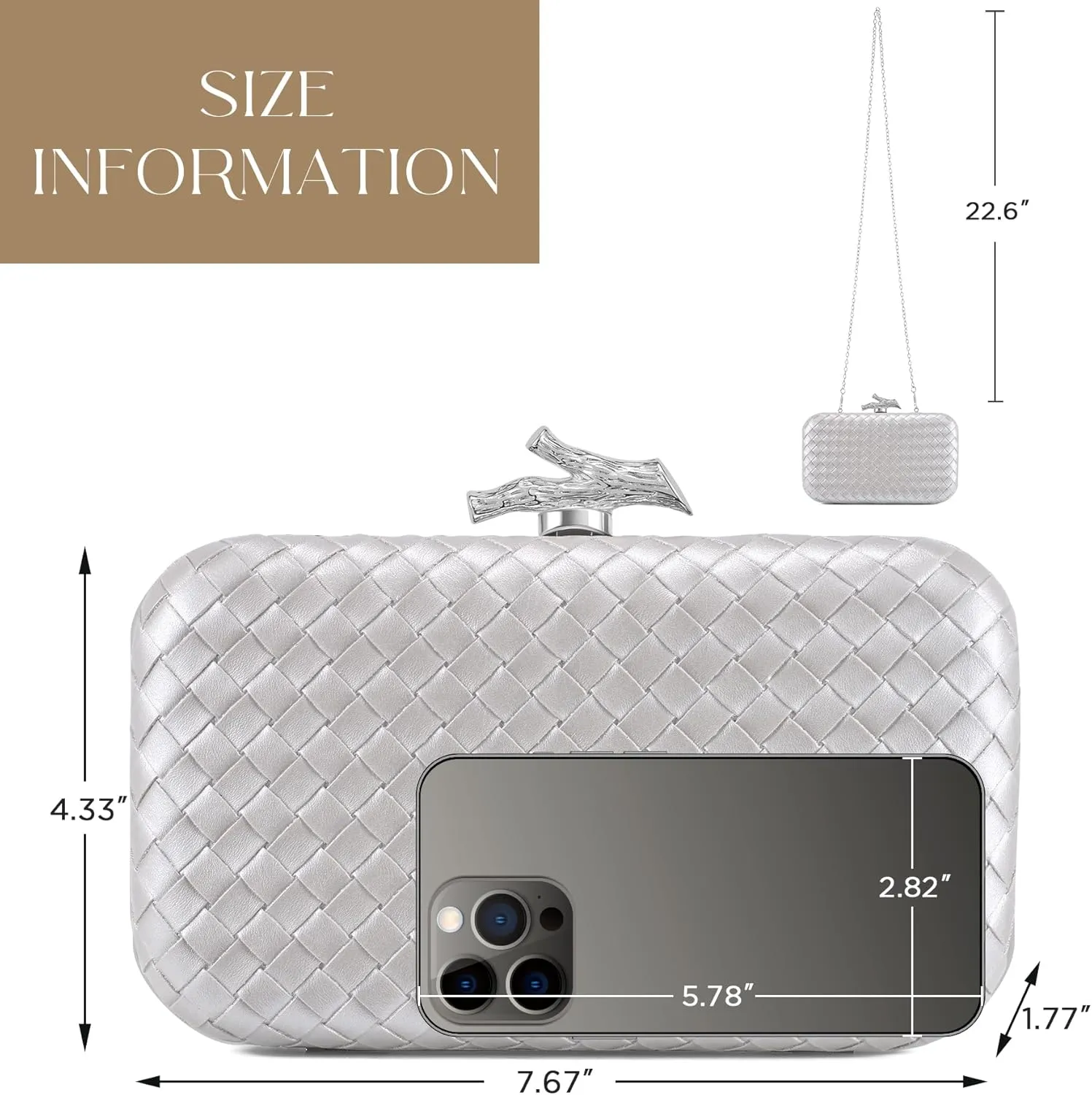 Clutch Purses for Women Evening/Wedding Chic Woven Bag Formal PU Leather Purse Designer Handbags for Women