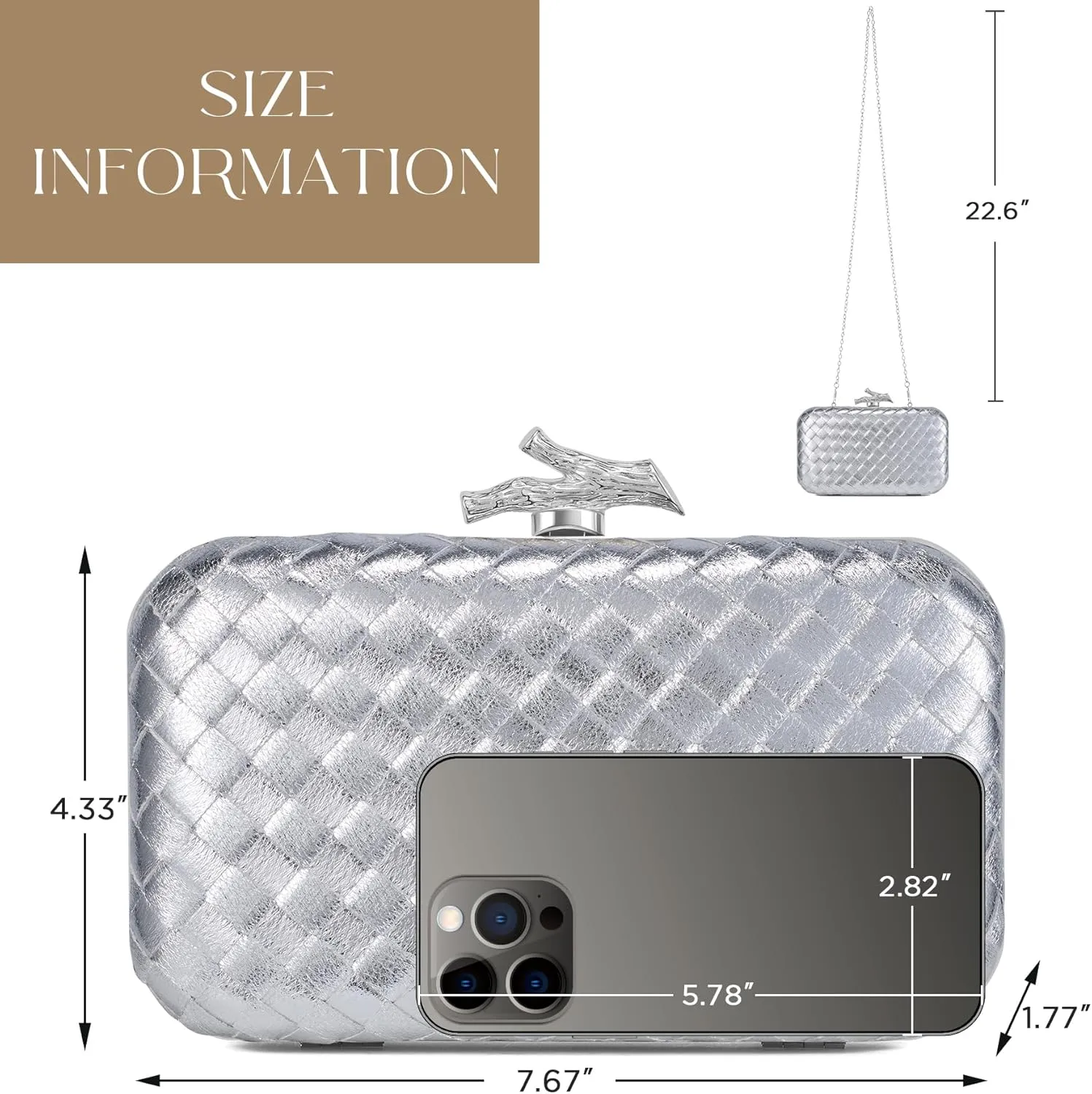 Clutch Purses for Women Evening/Wedding Chic Woven Bag Formal PU Leather Purse Designer Handbags for Women