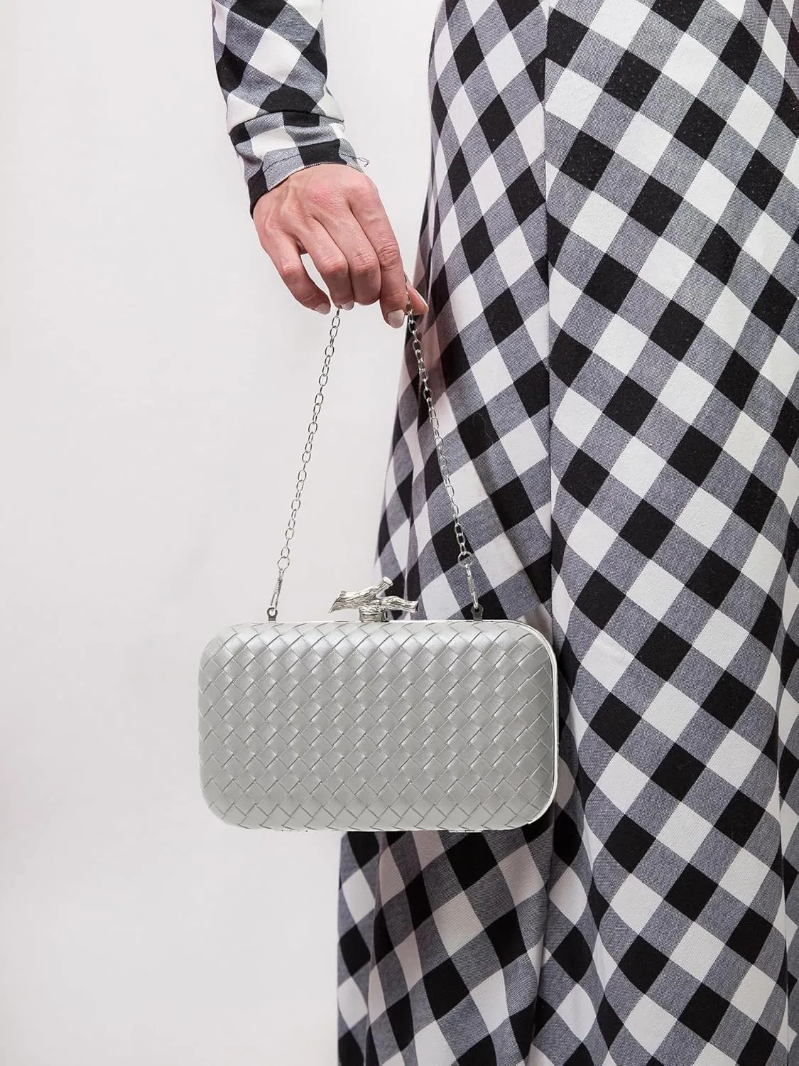 Clutch Purses for Women Evening/Wedding Chic Woven Bag Formal PU Leather Purse Designer Handbags for Women