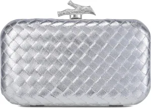 Clutch Purses for Women Evening/Wedding Chic Woven Bag Formal PU Leather Purse Designer Handbags for Women