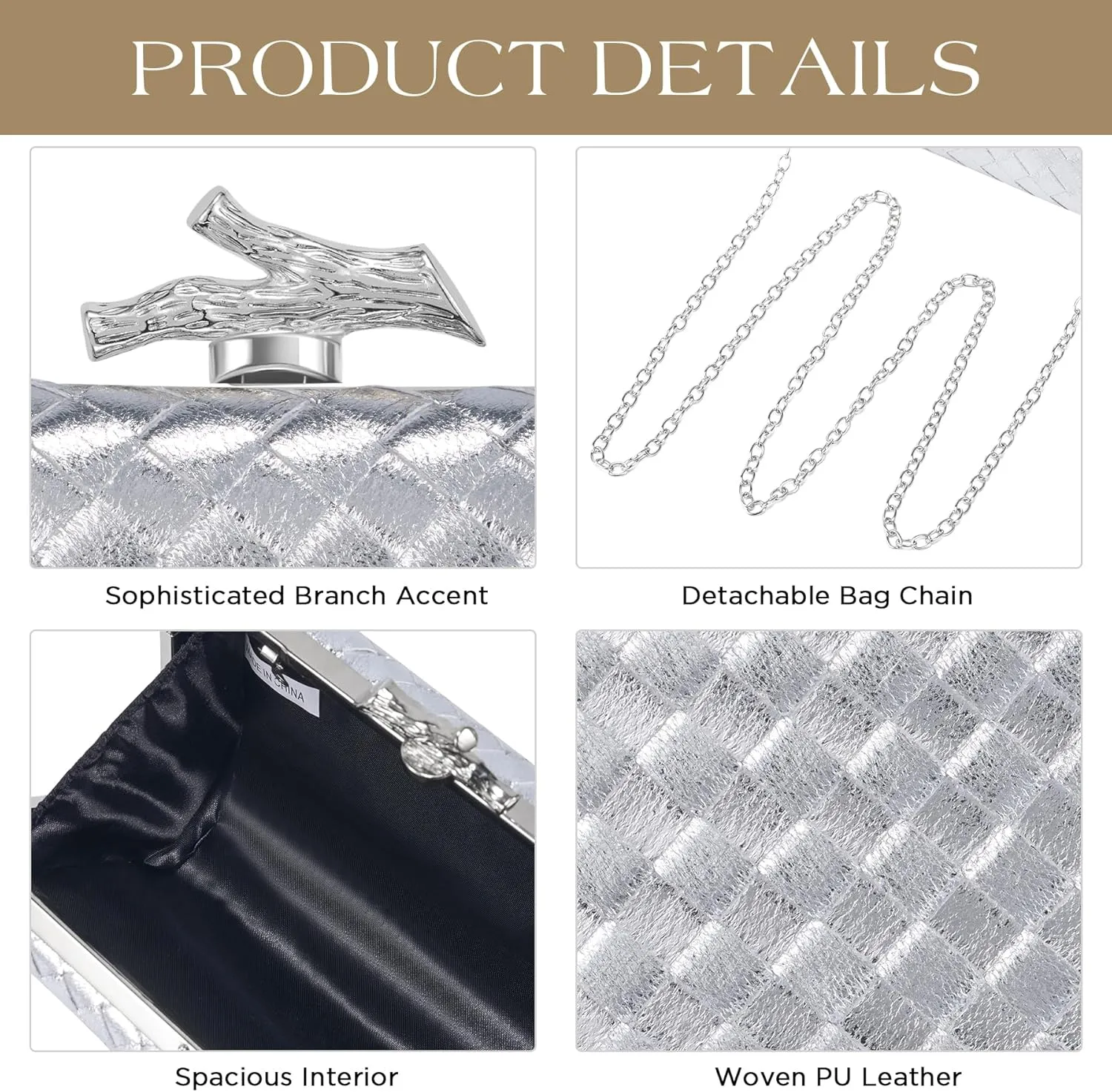 Clutch Purses for Women Evening/Wedding Chic Woven Bag Formal PU Leather Purse Designer Handbags for Women