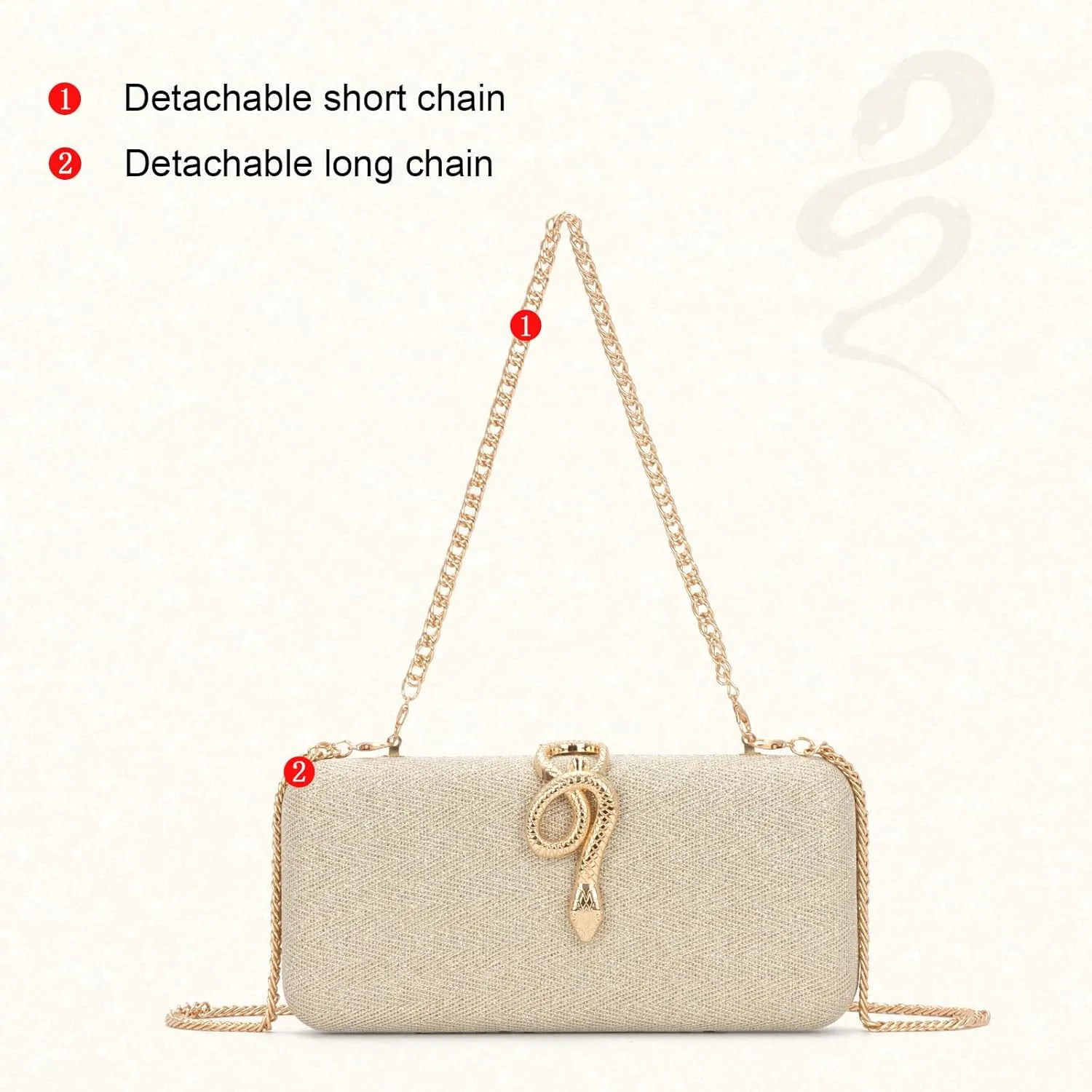 Clutch Purses for Women Formal Snake Buckle Sparkly Evening Bag with Chain, Crossbody Bags for Wedding Party