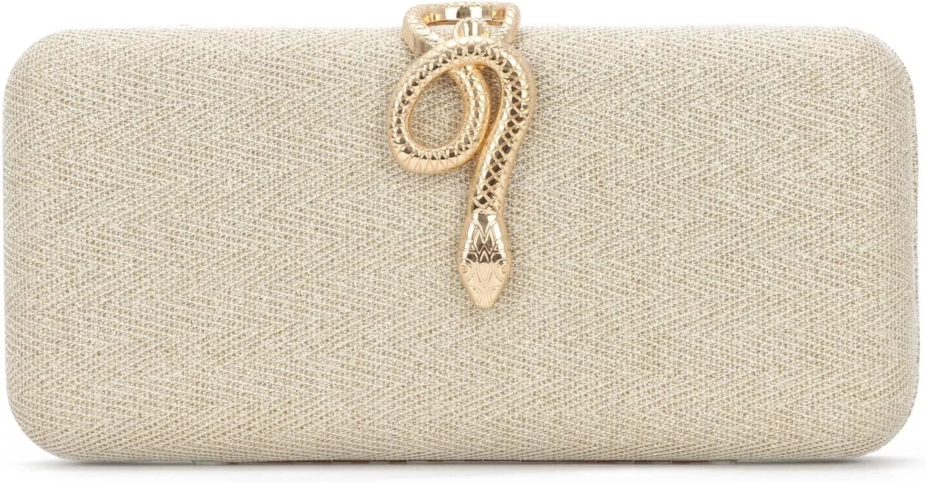 Clutch Purses for Women Formal Snake Buckle Sparkly Evening Bag with Chain, Crossbody Bags for Wedding Party