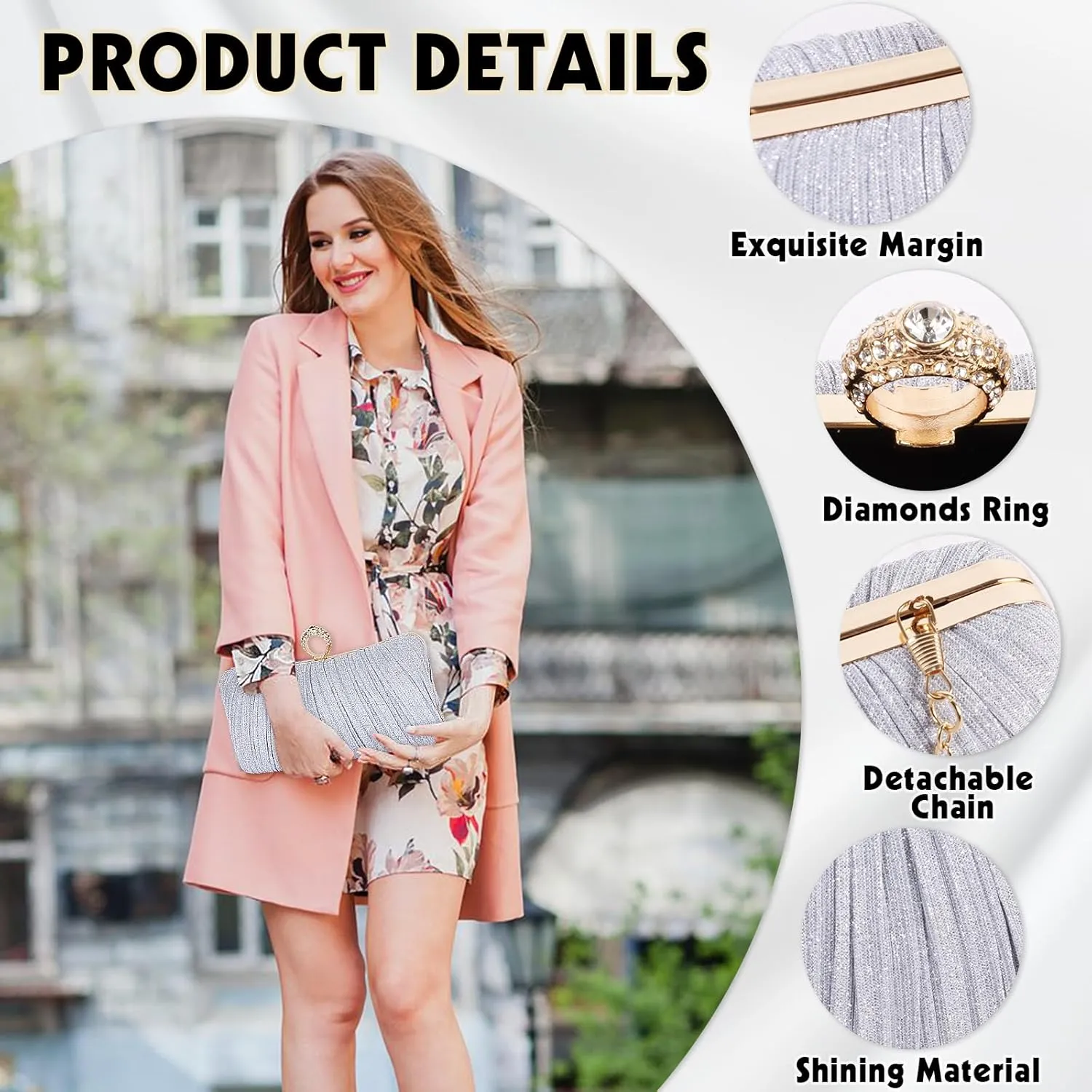 Clutch Purses for Women, Rhinestone Evening Bags Party Purse, Sparkling Handbag Purses for Bridal Wedding Evening Prom Party