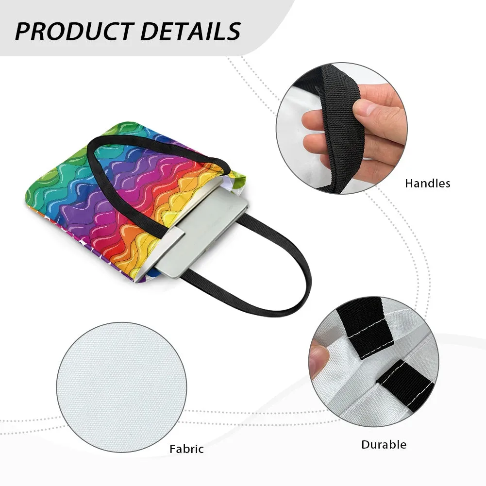 Colorful Wavy Rainbow Pattern Cloth Tote Bag