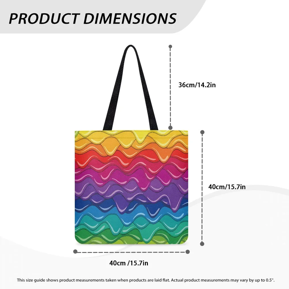 Colorful Wavy Rainbow Pattern Cloth Tote Bag