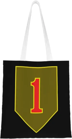 Combat service identification badge of the 1st Infantry Division Tote Bag for Women Canvas Shopping Bags Reusable Large Capacity Casual Shoulder Handbags Grocery Bags DIY Gift Bags