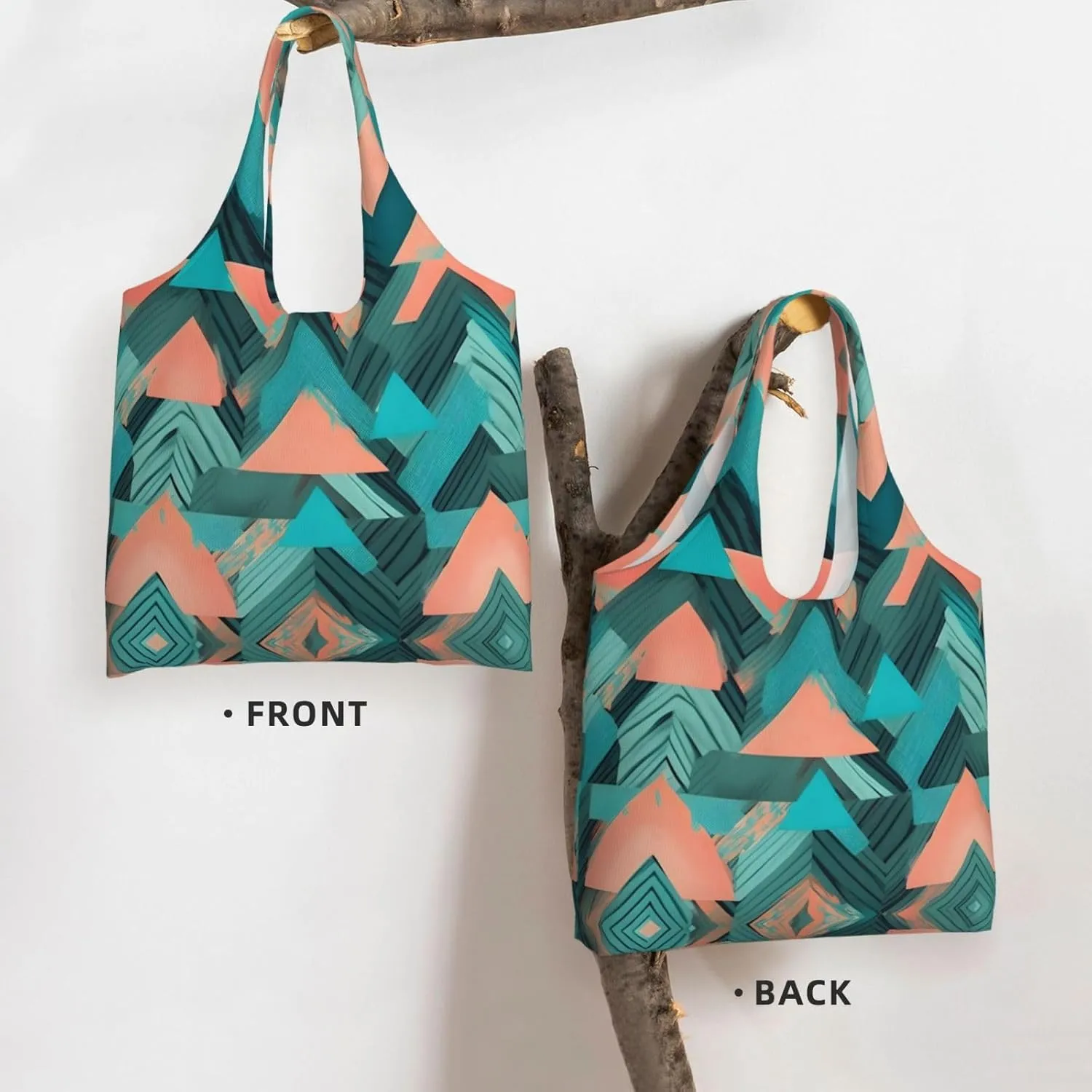 Coral And Teal Arrows Canvas Bag Bag Handbag Eco-Friendly Reusable Groceryshopping Bags For Women Girls