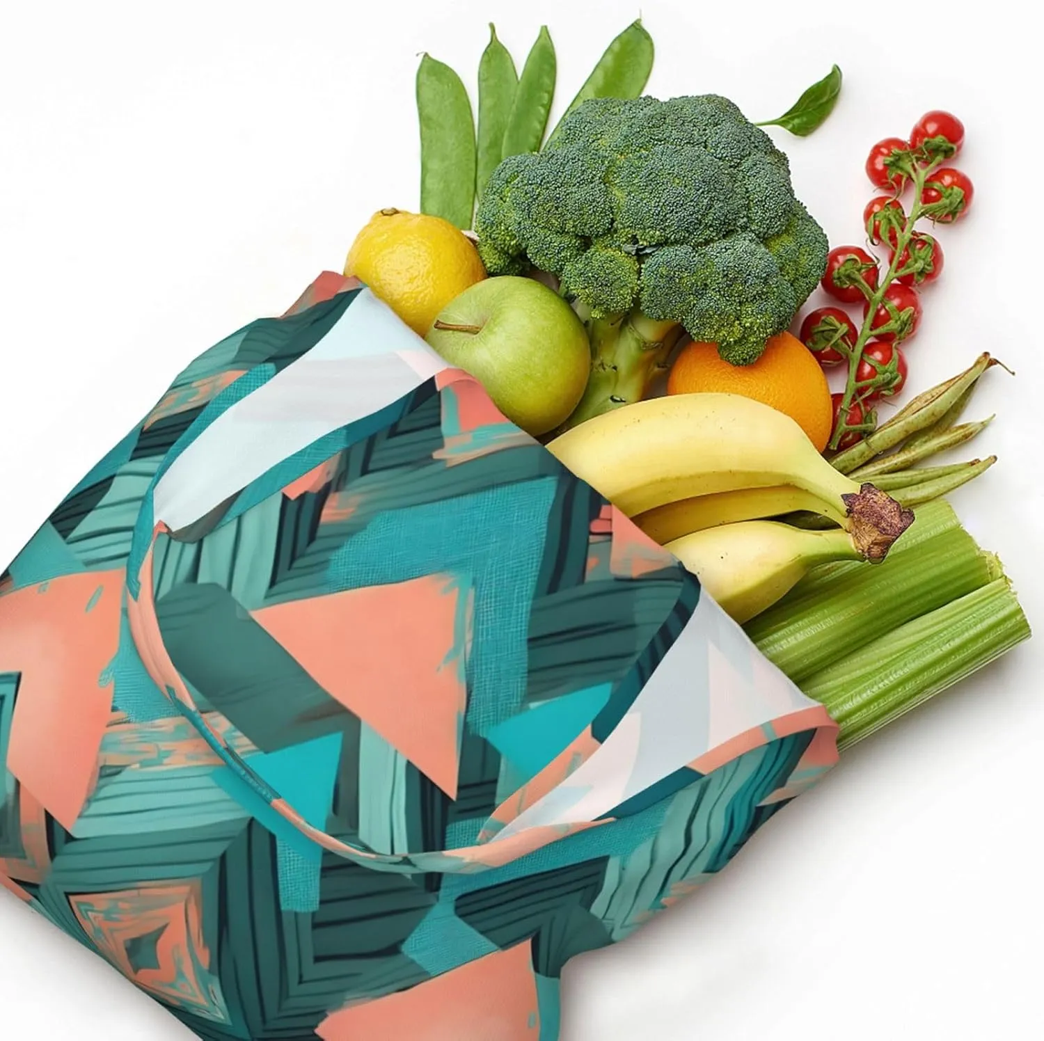Coral And Teal Arrows Canvas Bag Bag Handbag Eco-Friendly Reusable Groceryshopping Bags For Women Girls