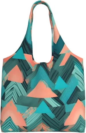 Coral And Teal Arrows Canvas Bag Bag Handbag Eco-Friendly Reusable Groceryshopping Bags For Women Girls