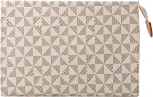 Cosmetic Makeup Bag for Women, PU Travel Pouch Designer Trendy Purse Clutch Luxury Bag Accessories (White)