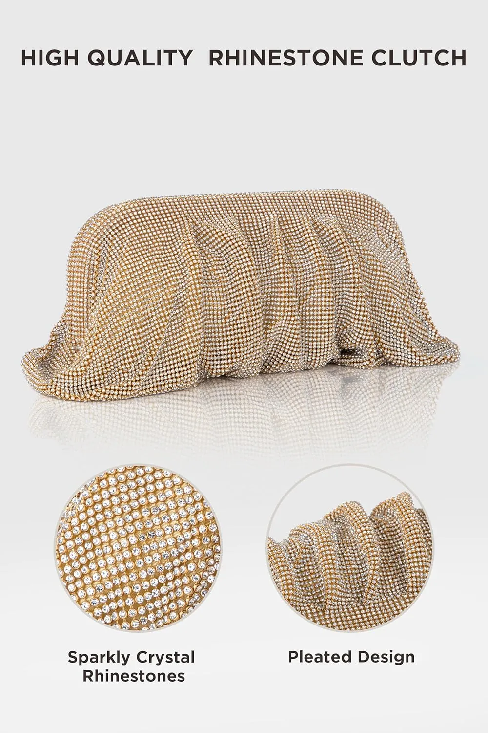 Coucoland Rhinestone Purse for Women - Evening Clutch Bags Sparkly Glitter Rhinestone Dumpling Cloud Bag for Party Wedding