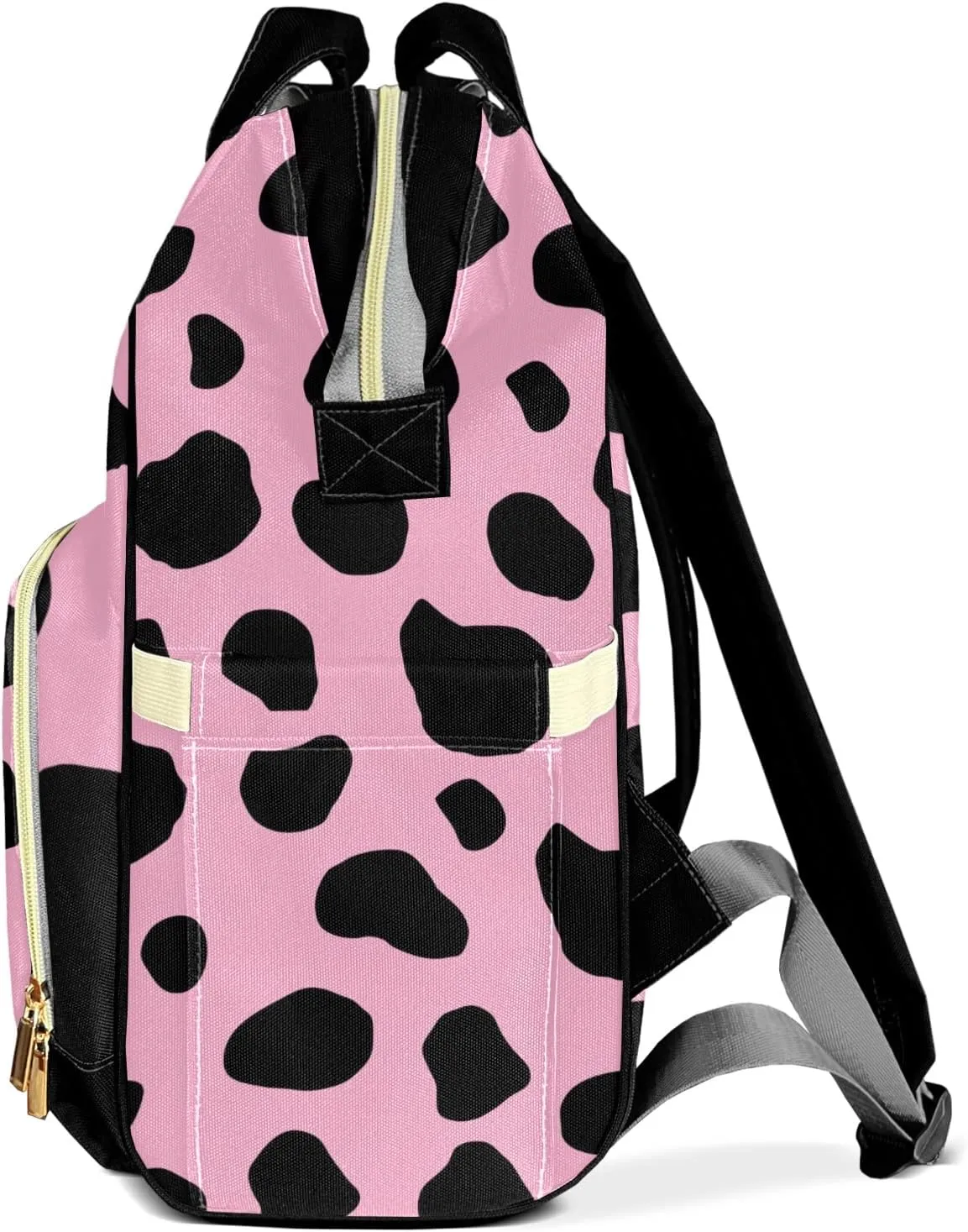 Cow Pattern Black Pink Diaper Bags Backpack Customized Baby Bag Nursing Nappy Bag Travel Tote Gifts for Women