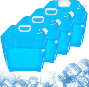 CREATCABIN 4 Packs 10L Water Container Bag Free No-Leak Foldable Plastic 2.64 Gallon Water Container Water Storage No-Leak Clear Plastic Storage Jug Freezable for Camping Hiking Travel Swimming Pool