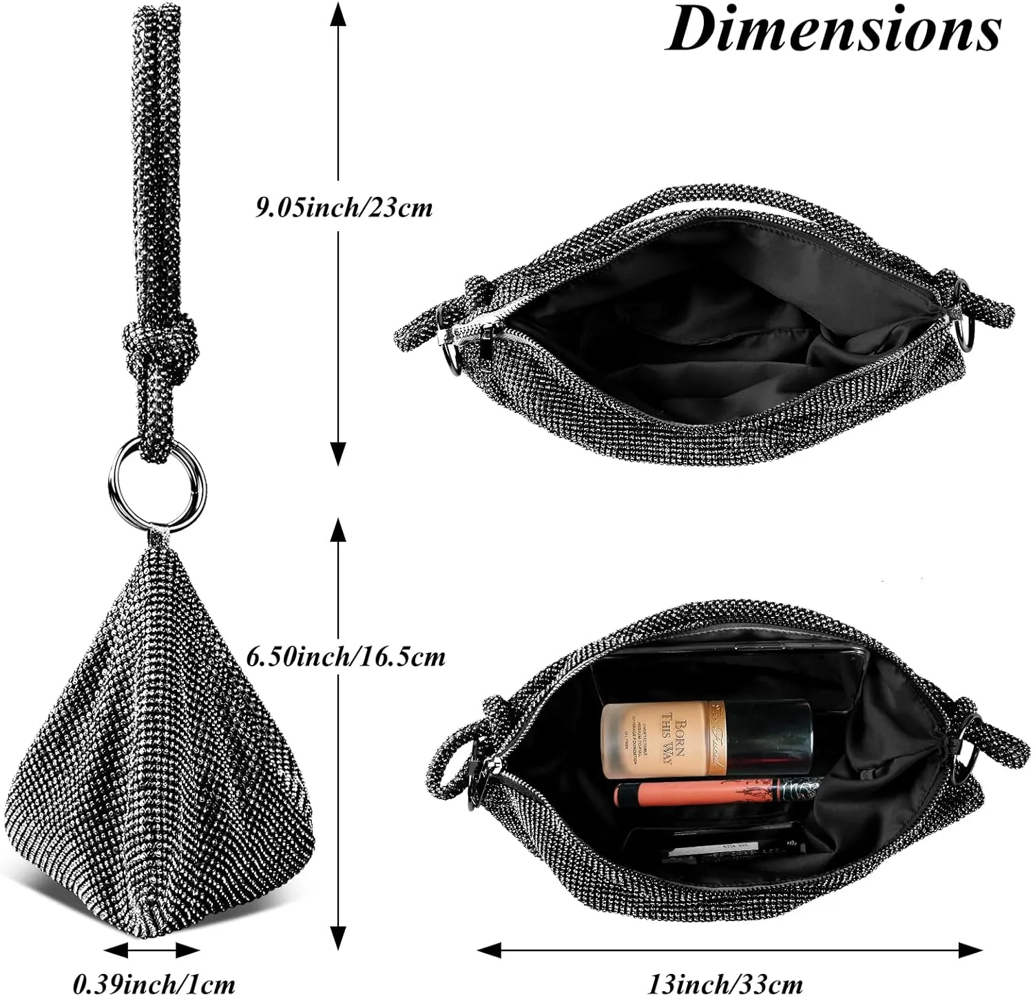 CROWN GUIDE Rhinestone Purse Clutch Purses for Women Wedding Evening Bag Hobo Bags Designer Handbags Formal Prom Party Club