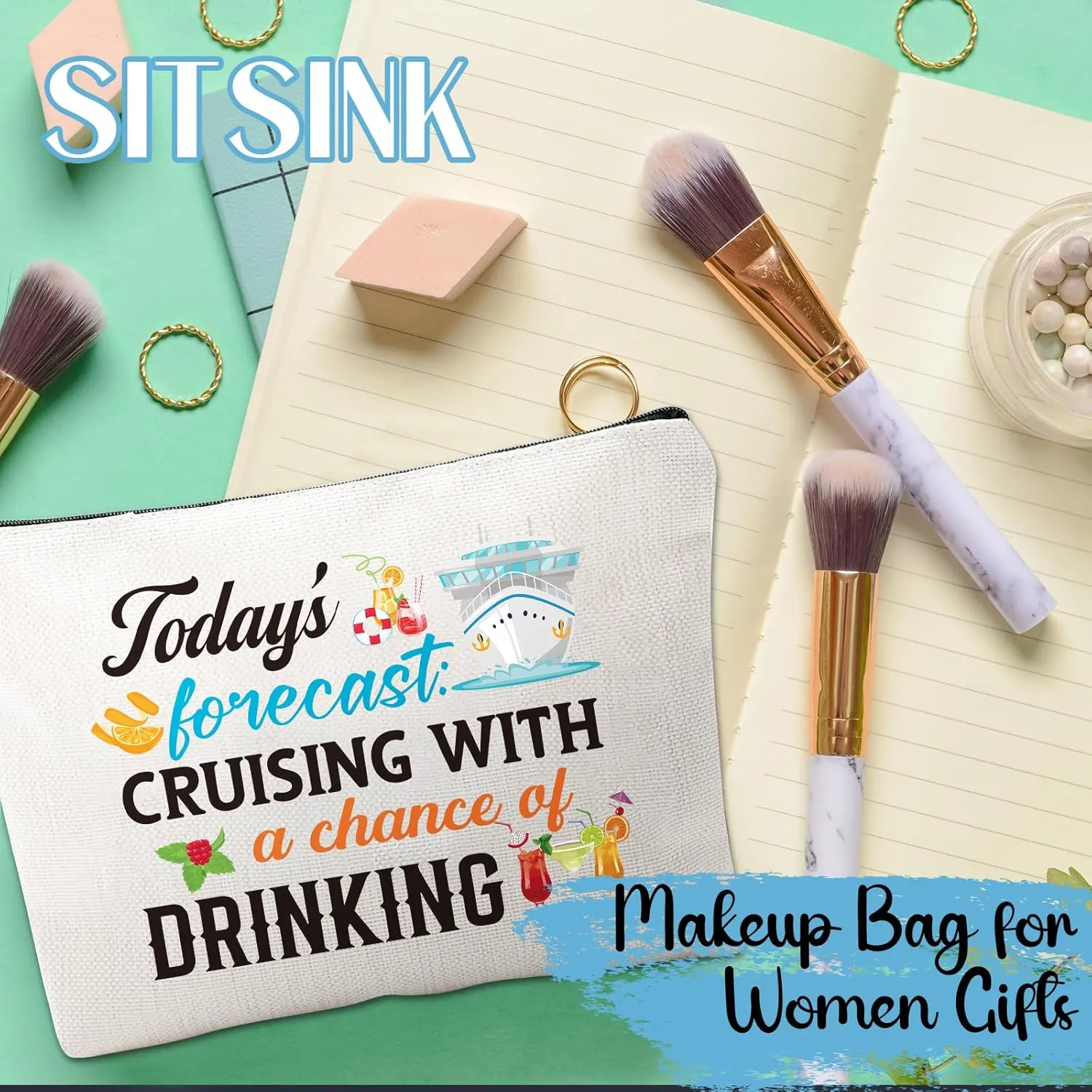 Cruise Essentials Gift Bags - 4 Pcs Cruise Travel Pouch Gifts Exachange Ideas, Life is Better on A Cruise Cosmetic Makeup Bag, Cruising Must Haves Accessories Bag, Gifts for Party Christmas