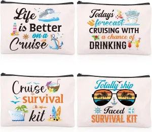 Cruise Essentials Gift Bags - 4 Pcs Cruise Travel Pouch Gifts Exachange Ideas, Life is Better on A Cruise Cosmetic Makeup Bag, Cruising Must Haves Accessories Bag, Gifts for Party Christmas