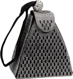 Crystal Pyramid Handbag, Women's Evening Bag, Pyramid Shape Rhinestones Luxury Evening Bags, Green Clutch