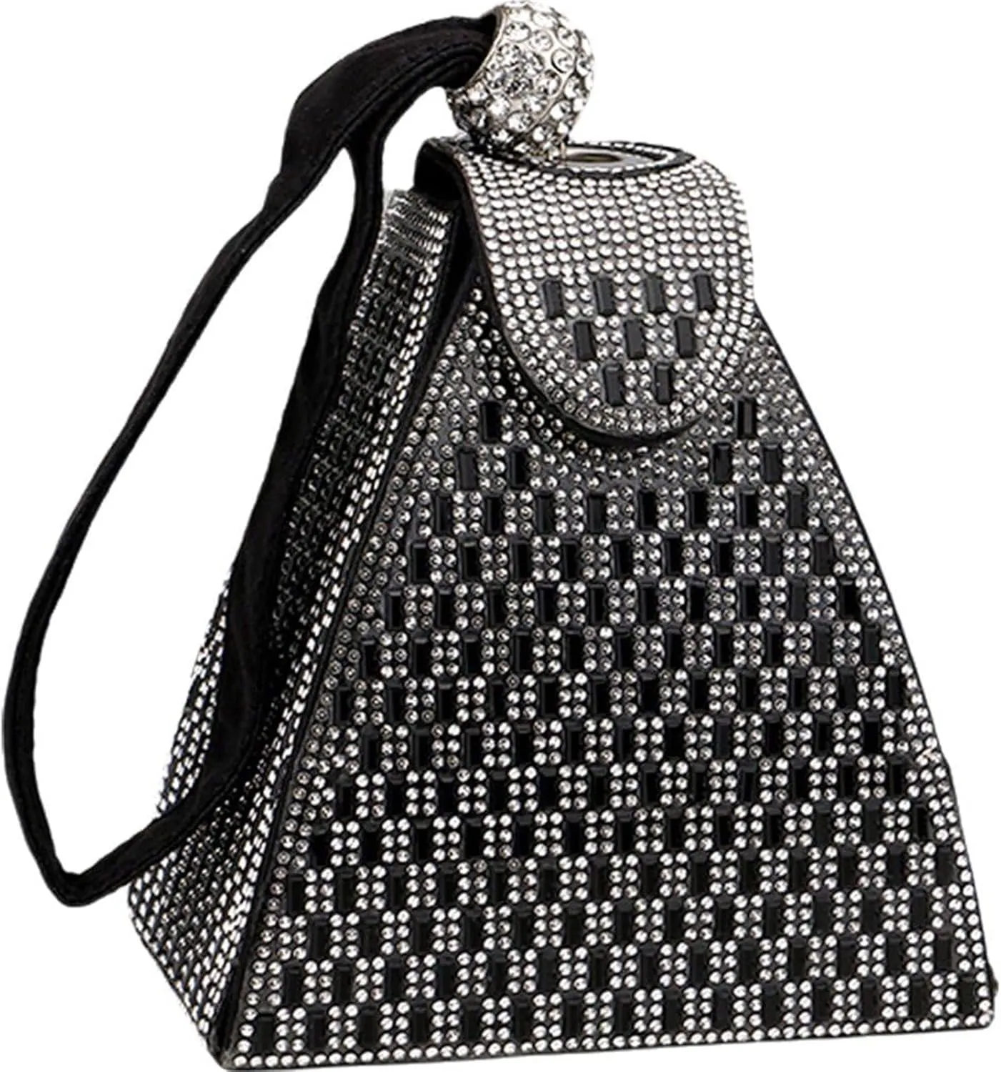 Crystal Pyramid Handbag, Women's Evening Bag, Pyramid Shape Rhinestones Luxury Evening Bags, Green Clutch