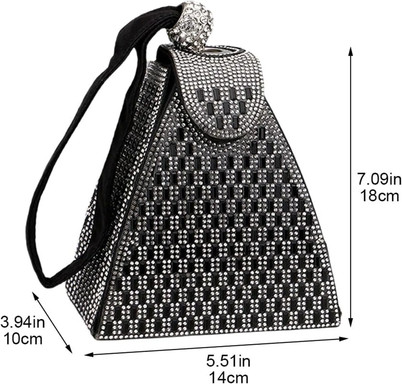 Crystal Pyramid Handbag, Women's Evening Bag, Pyramid Shape Rhinestones Luxury Evening Bags, Green Clutch