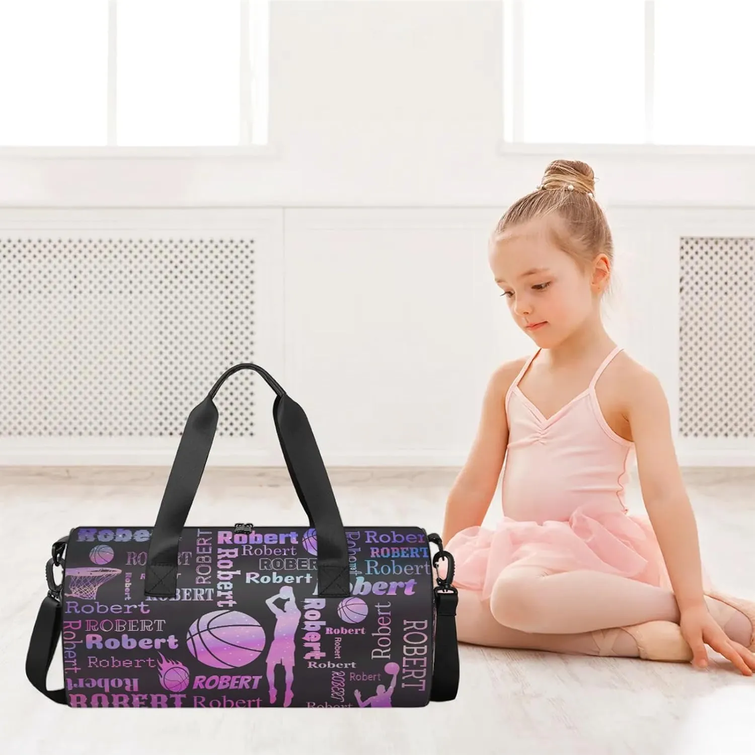Custom Basketball Sport Bags Personalized Sports Gym Bag with Name Overnight Weekender Duffel Bag Customized Gifts for Women Men, Sparkly