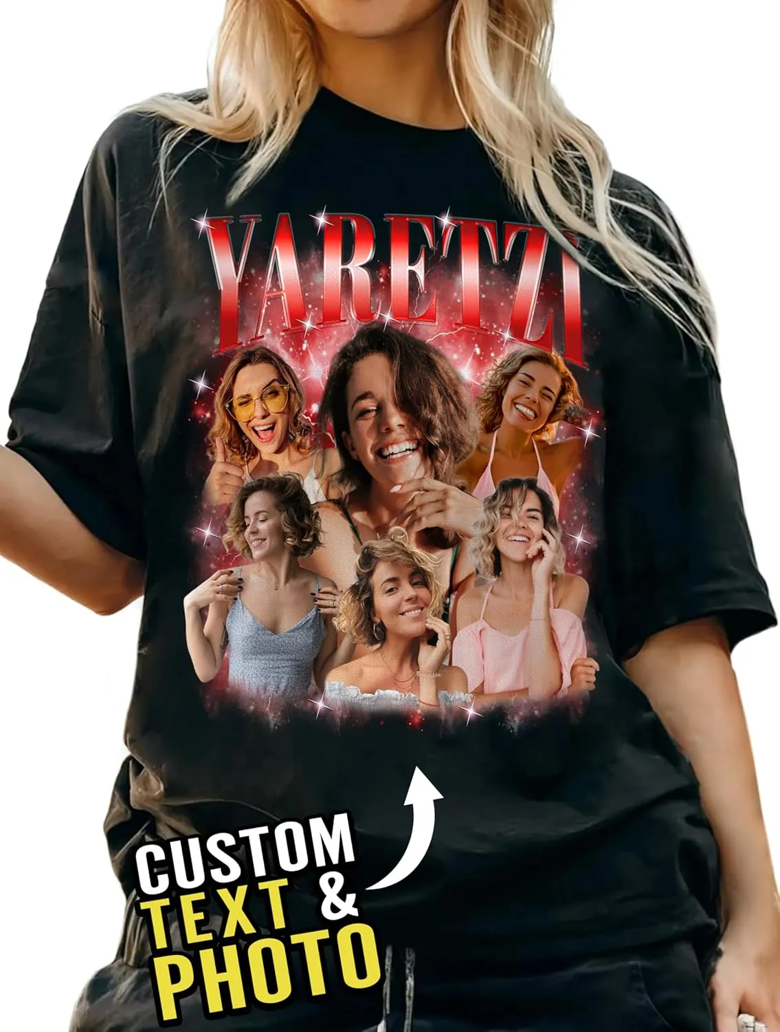 Custom Bootleg Rap Tee Shirt for Women & Men - Custom Face & Photo Picture Shirt Gift Idea for Couples, Family & Friends