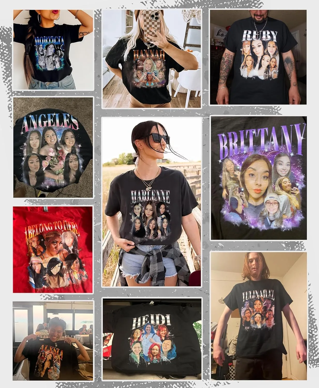 Custom Bootleg Rap Tee Shirt for Women & Men - Custom Face & Photo Picture Shirt Gift Idea for Couples, Family & Friends