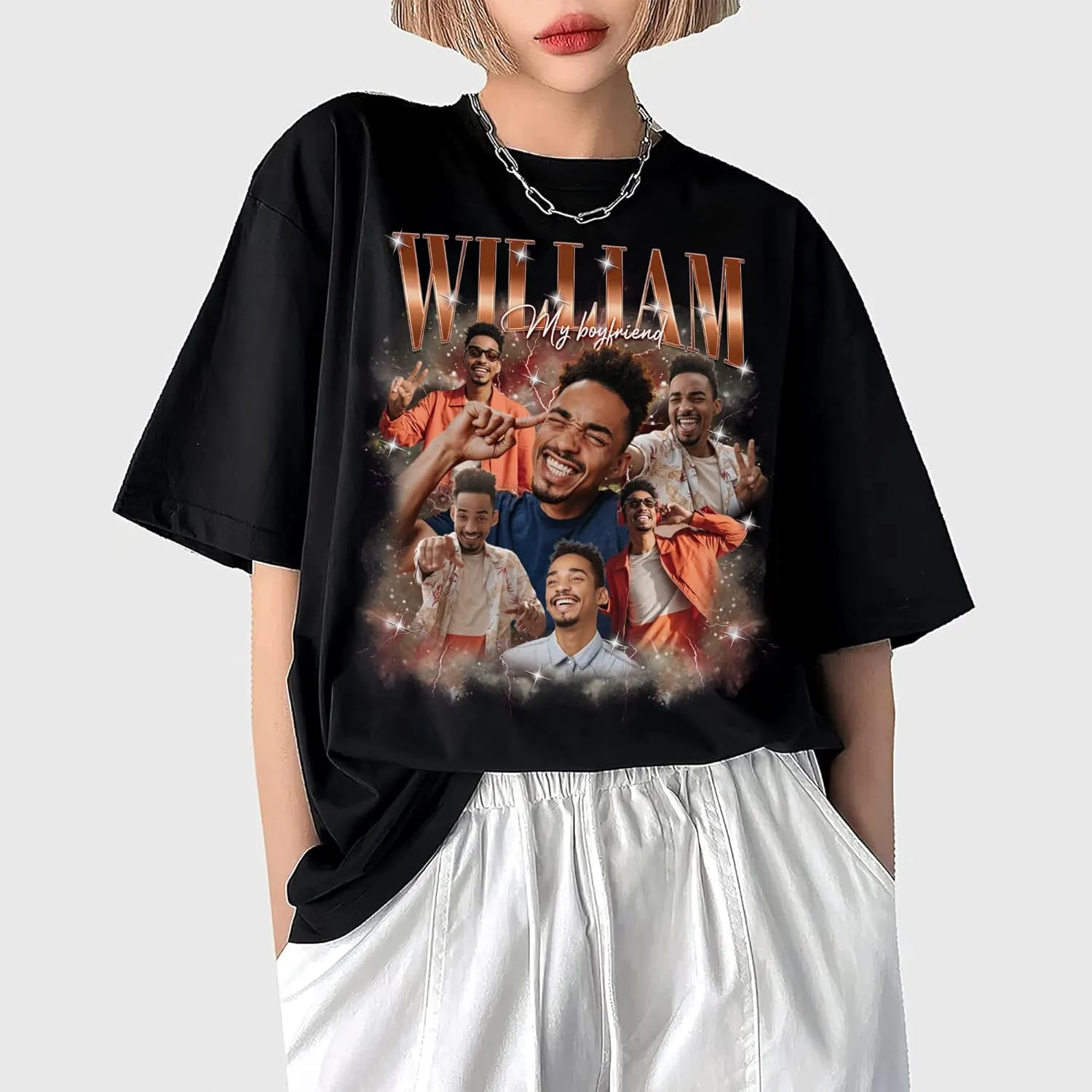 Custom Bootleg Rap Tee Shirt for Women & Men - Custom Face & Photo Picture Shirt Gift Idea for Couples, Family & Friends