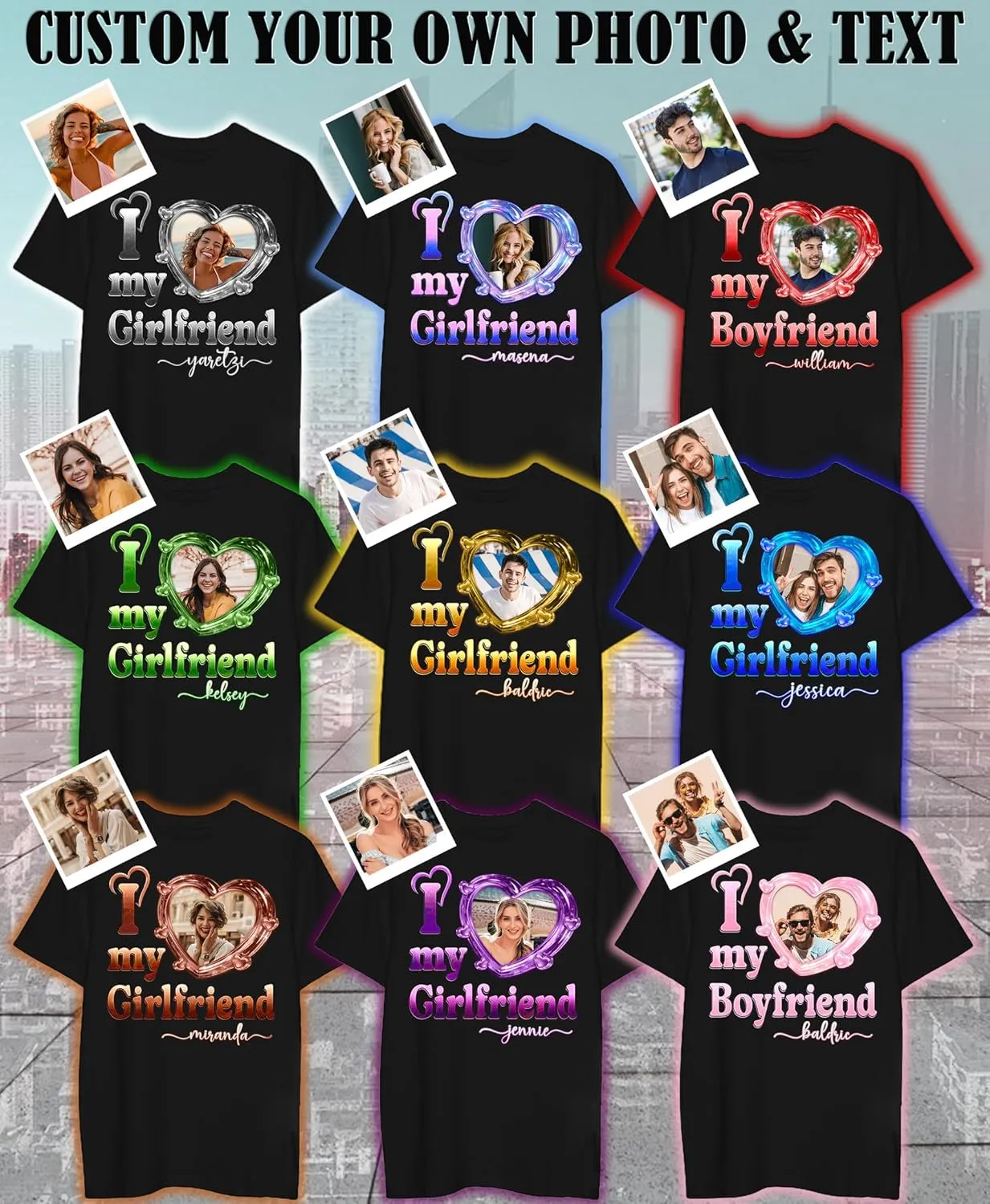 Custom Bootleg Rap Tee Shirt for Women & Men - Custom Face & Photo Picture Shirt Gift Idea for Couples, Family & Friends